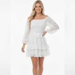 TiMo white lace dress boho size medium